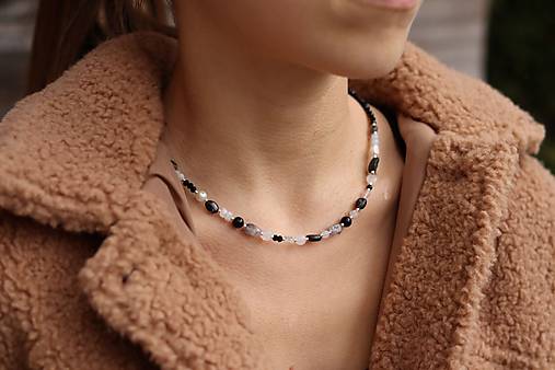 Náhrdelník - choker - black, white