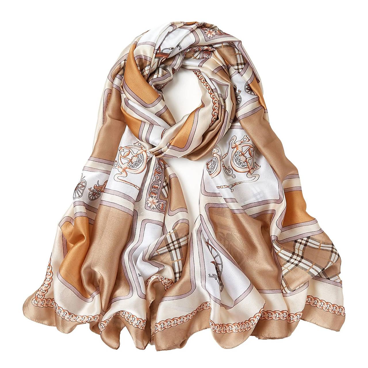 Hodvábna šatka -Carroussel hnedá