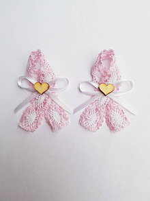 Svadobné pierka - pierka ružovo-biele z bavlnenej krajky - 15318645_