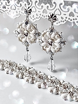 Sady šperkov - Rosička | biela cenovo výhodná sada náušníc a náramku - 15320524_