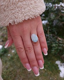 Prstene - Prsteň Larimar pozlátené striebro - 15319694_