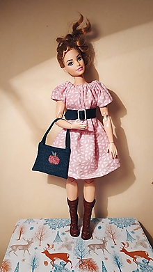 Hračky - Ružové šaty s kabelkou a opaskom pre Baculku - 15321113_