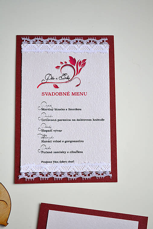 Svadobné oznámenie romantika ružová (svadobné menu)