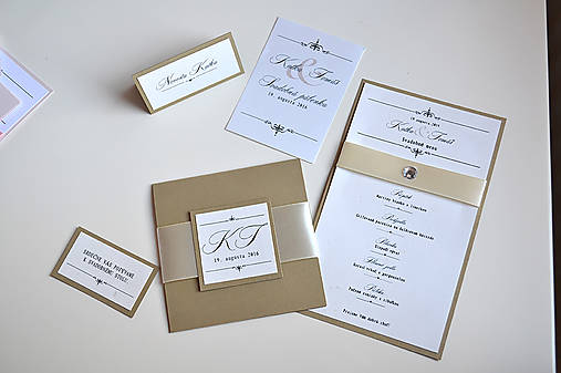 Svadobné oznámenie gracia zlatá (svadobné menu luxus (cca. 14 cm x 10 cm))