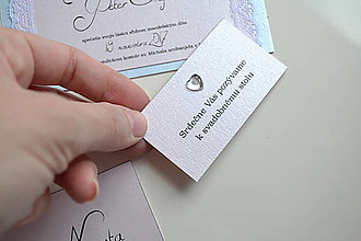 Papiernictvo - Svadobné oznámenie romantika ružovo-modrá (pozvánka k svadobnému stolu 9x5 cm) - 15318626_