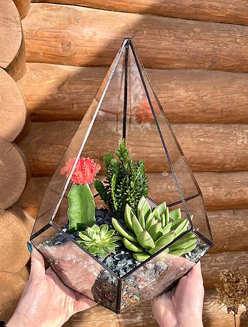 Nádoby - Terarium vyrobené vitrážnou technikou Tiffany - 15321429_