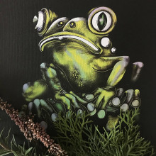 Grafika - Žabka pralesnička farebná 25 x 25 cm (30 x 30 cm - Žltá) - 15320295_