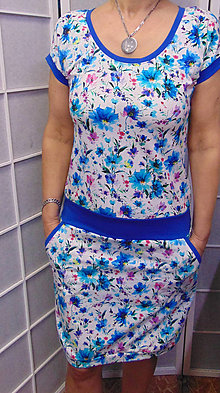 Šaty - Šaty modré květy XS - XXXL - 15324769_
