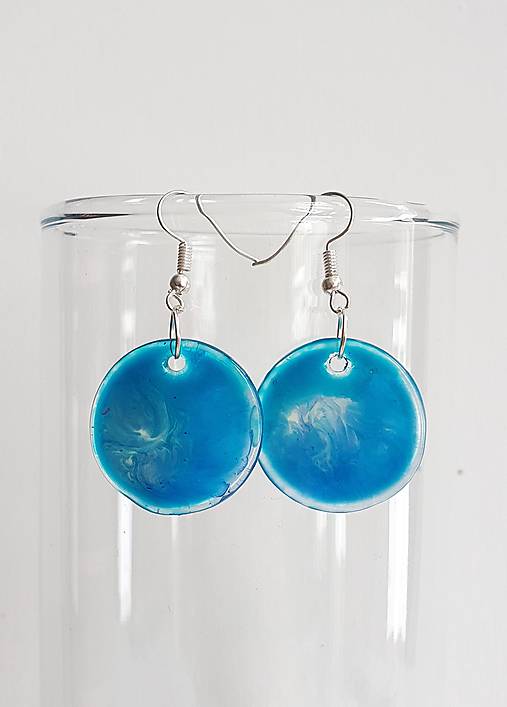 Náušnice - Sklenené náušnice TYRKYS - 15323648_