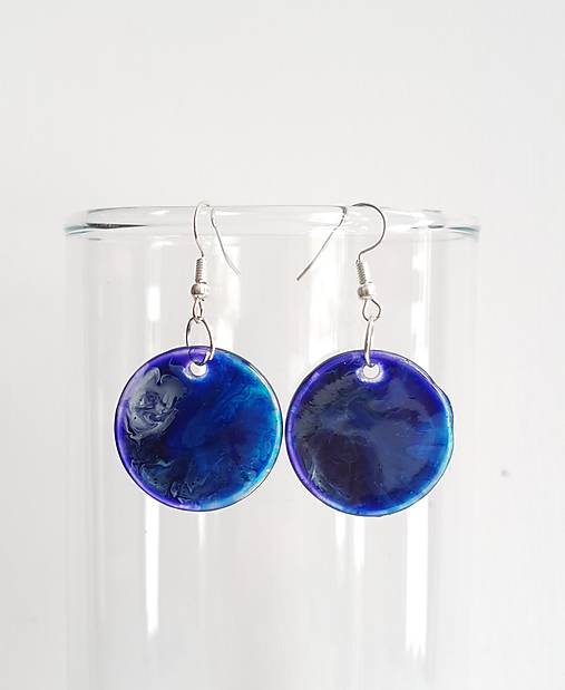 Náušnice - Sklenené náušnice KOBALT - 15323655_