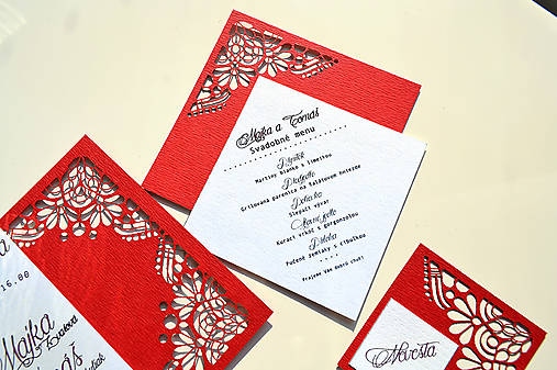 Svadobné oznámenie Margaréta červená (menu)