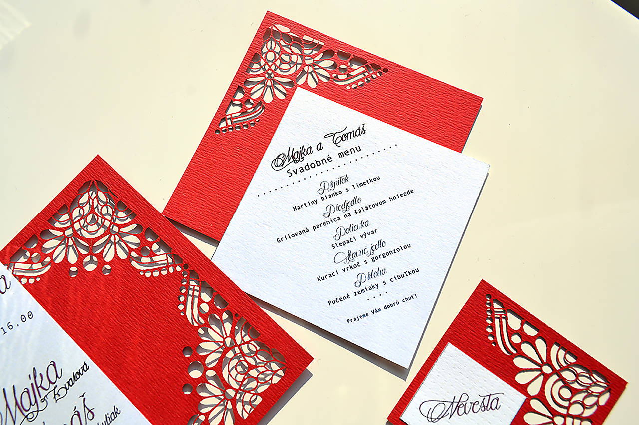 Svadobné oznámenie Margaréta červená (menu)