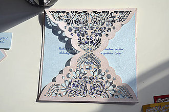 Papiernictvo - Svadobné oznámenie ornament ružovo-modrá - 15323228_