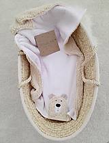 Detský textil - "Tuľkacia" mušelínová deka Baby jemná ružová s Mackom s jemným barančekom 65x90cm - 15328834_