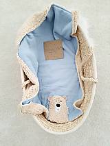 Detský textil - "Tuľkacia" mušelínová deka Modrá s Mackom s jemným barančekom 65x90cm - 15328839_