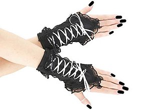 Rukavice - Gothic čierne korzetové rukavice goth 0560 - 15327566_