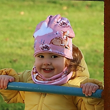 Detské čiapky - Srnky na ružovej čiapka, nákrčník alebo set - 15327973_