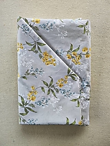 Úžitkový textil - Posteľné obliečky LUX 140 x 200/ 70 x 90 cm Kvietky žlté a Mint na šedej - 15326527_