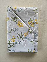 Úžitkový textil - Posteľné obliečky LUX 140 x 200/ 70 x 90 cm Kvietky žlté a Mint na šedej - 15326528_