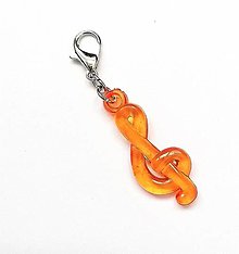 Kľúčenky - Prívesok/zipsáčik - husľový kľúč  (oranžová) - 15325242_