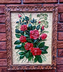 Dekorácie - 3D Drevorezba kytica kvetov - 15325006_