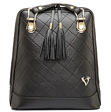 Batohy - Luxusný kožený ruksak z pravej hovädzej kože so strapcami v čiernej farbe - 15325256_