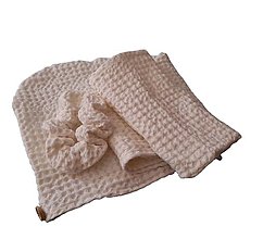 Úžitkový textil - Set turban, uterák a gumička - 15328786_