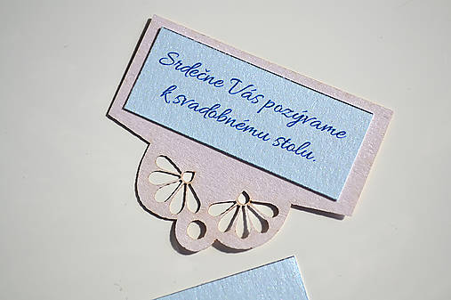Svadobné oznámenie ornament ružovo-modrá (pozvánka luxus 14 cm x 10 cm)