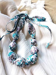 Náhrdelníky - Textilný náhrdelník - tyrkys - 15325759_