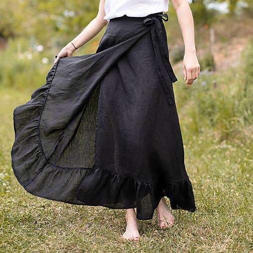  - Ľanová sukňa Rosana čierna (S) - 15330351_