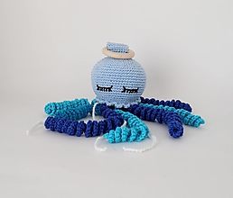 Hračky - Háčkované hrkálky medúzky (23 cm - Modrá) - 15329726_