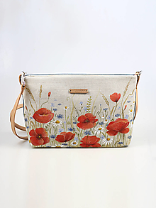 Kabelky - Ručne maľovaná dámska crossbody kabelka, dámska kabelka, kvetinová kabelka, ľanová kabelka, štýlová kabelka "Na lúke" - 15330803_