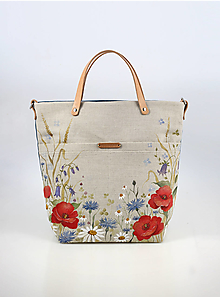 Kabelky - Ručne maľovaná dámska kabelka, kvetinová kabelka, veľká ľanová maľovaná kabelka "Na lúke" - 15331259_