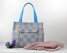 Veľké tašky - veľká taška ružovo-modrá kocka - 15330669_