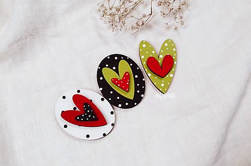 Magnetky - Sada srdiečok s magnetom - 15333762_