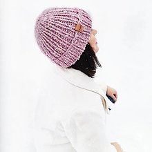 Čiapky, čelenky, klobúky - CHUNKY merino čiapka (ružová púdrová) - 15333525_