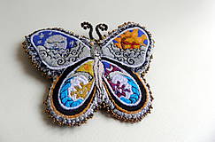 Brošne - vyšívaná brošňa Motýľ... - 15335928_