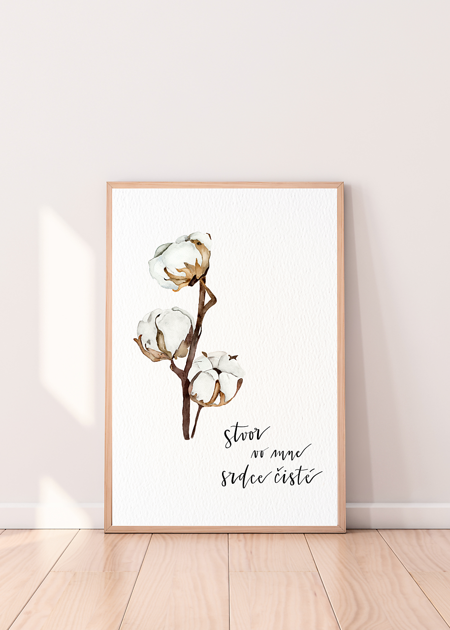 STVOR VO MNE SRDCE ČISTÉ (bavlník) - art print  (A3 (30x42cm))