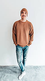Pánske oblečenie - Pánsky sveter z merino vlny - kolekcia Pierko - farby na výber (hnedá) - 15338156_
