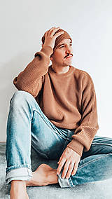 Pánske oblečenie - Pánsky sveter z merino vlny - kolekcia Pierko - farby na výber (hnedá) - 15338160_