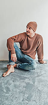 Pánske oblečenie - Pánsky sveter z merino vlny - kolekcia Pierko - farby na výber (hnedá) - 15338162_