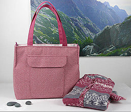 Veľké tašky - veľká ružová taška jemné káro - 15338117_