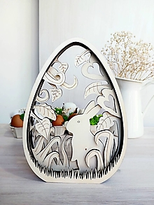 Dekorácie - Veľkonočné vajíčko so zajačikom M - 15341173_