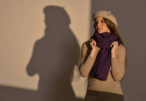 Šály a nákrčníky - 100 % vlnený šál “BEYS” (Fialový) 195x70 cm - 15340106_