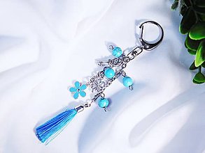 Kľúčenky - Kľúčenka/prívesok na kabelku (rôzne druhy) (modrý - tyrkys) - 15340010_