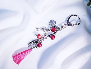 Kľúčenky - Kľúčenka/prívesok na kabelku (rôzne druhy) (ružový - červené tigrie oko) - 15340015_