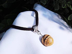 Náhrdelníky - Kožený náhrdelník s minerálom (jaspis obrázkový) - 15341058_