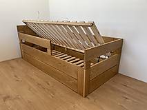 Nábytok - Detská dubová masívna posteľ s úložným priestorom - 15341720_