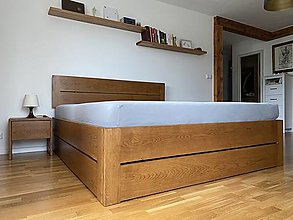 Nábytok - Dubová masívna posteľ s úložným priestorom - 15338968_