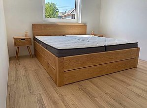 Nábytok - Dubová masívna posteľ s úložným priestorom - 15339248_